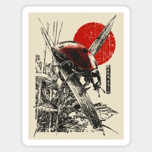 Ladybug Samurai Bug with Japanese Calligraphy Magnet